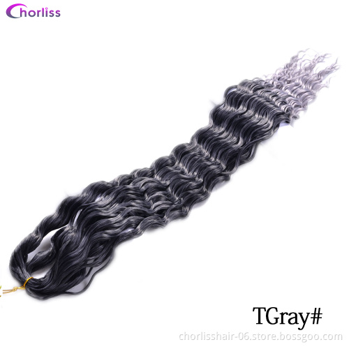 Wholesale Natural Ombre Curly Water Wave Crochet Braids Hair Pre Stretched 30 Inches New Deep Wave Synthetic Hair Extensions